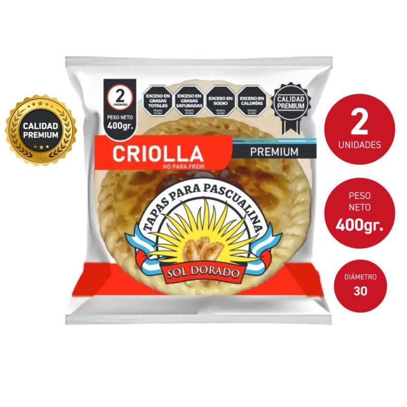 Tapas pascualina criolla premium x 2